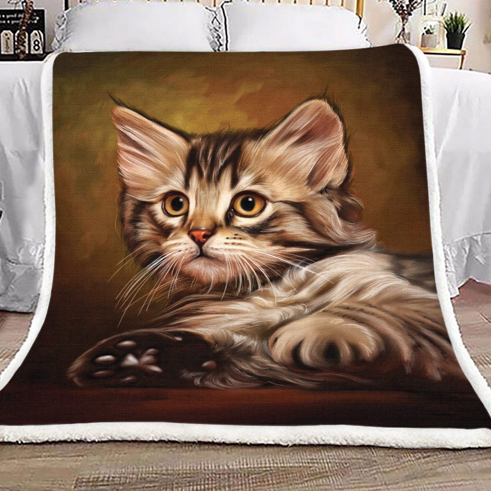 Cat Sherpa Fleece Blanket