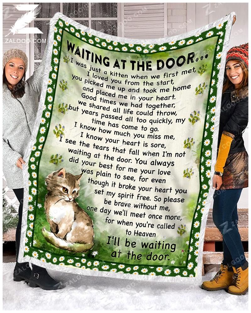 Cat Waiting At The Door Sherpa Fleece Blanket