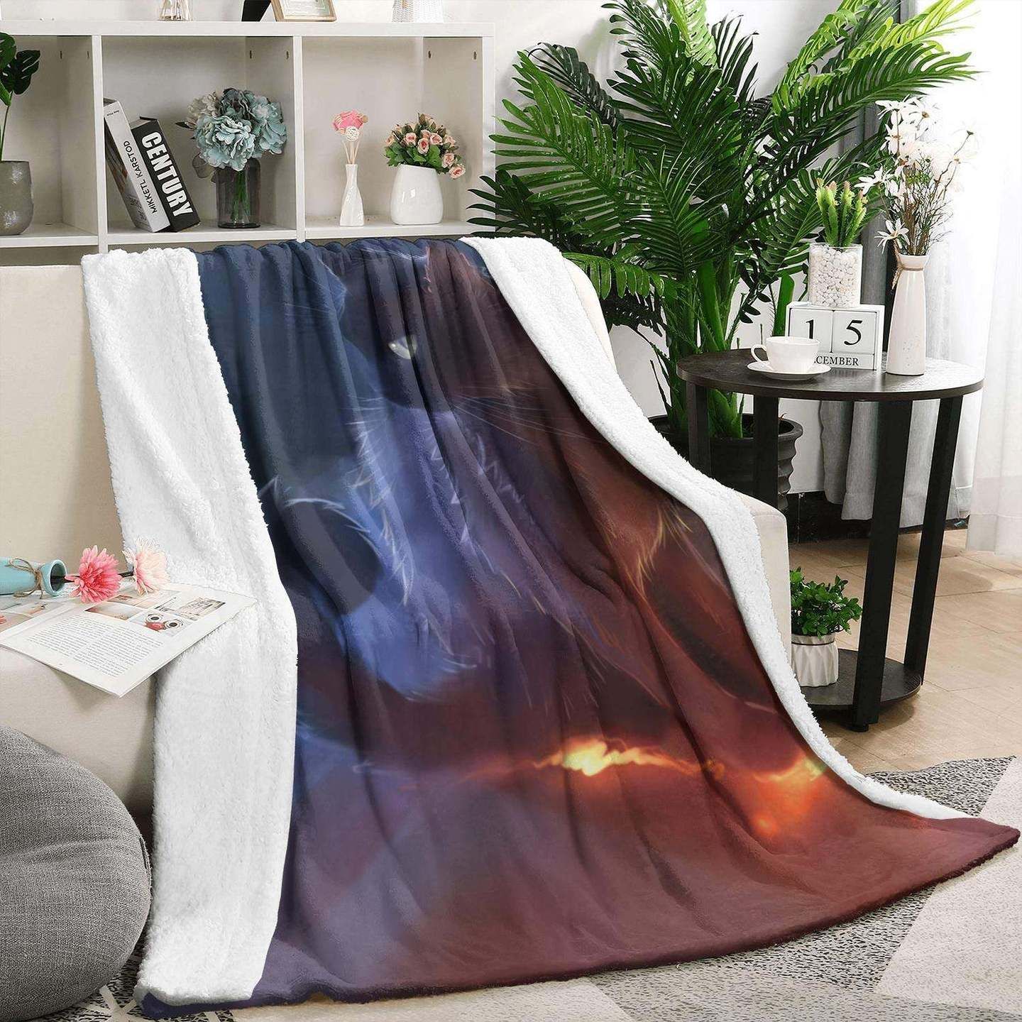 Cat Warrior Summer Sherpa Fleece Blanket