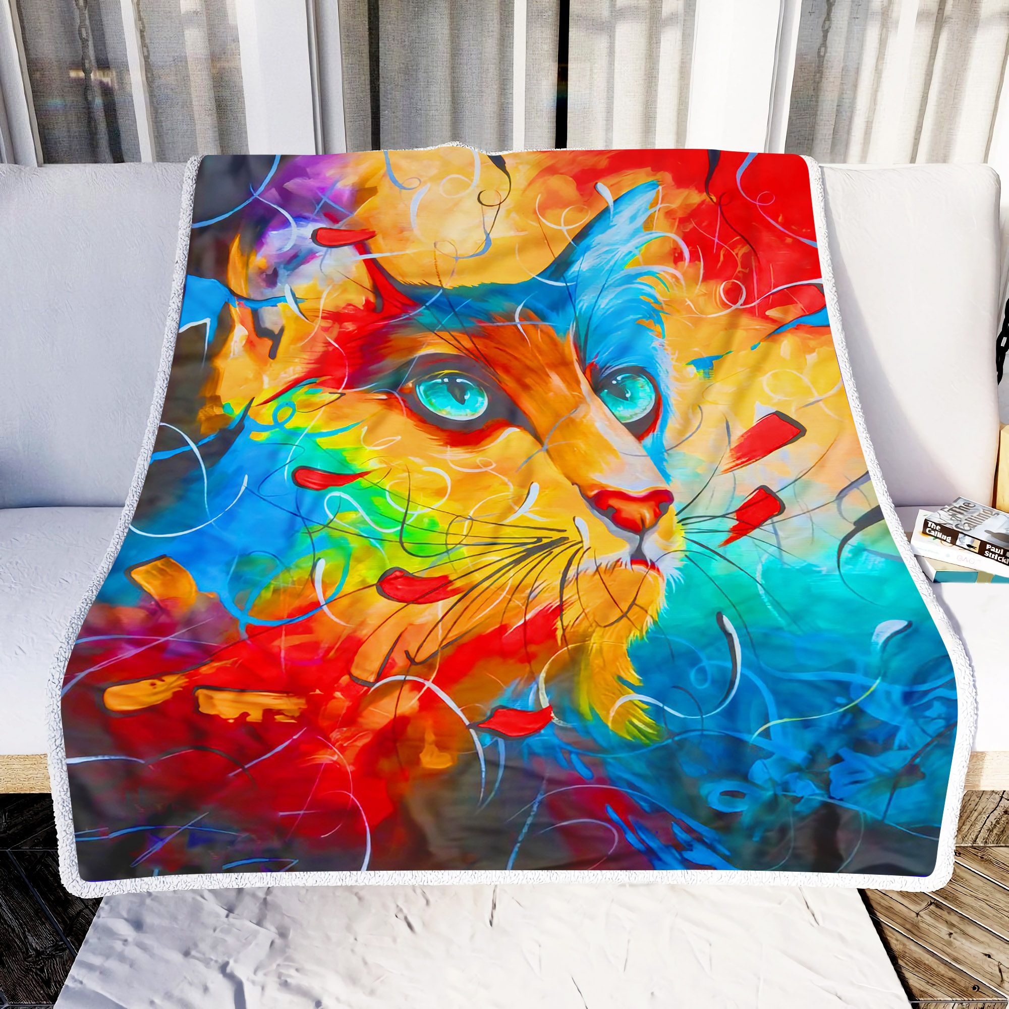 Cat Watercolor Fleece Blanket