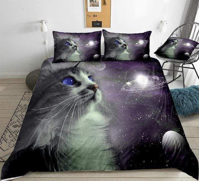 Cat With Galaxy Bedding Set