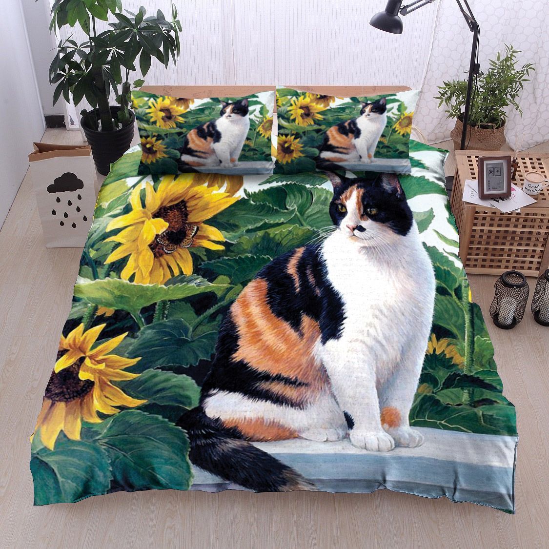 Cat With Sunflower Bedding Set
