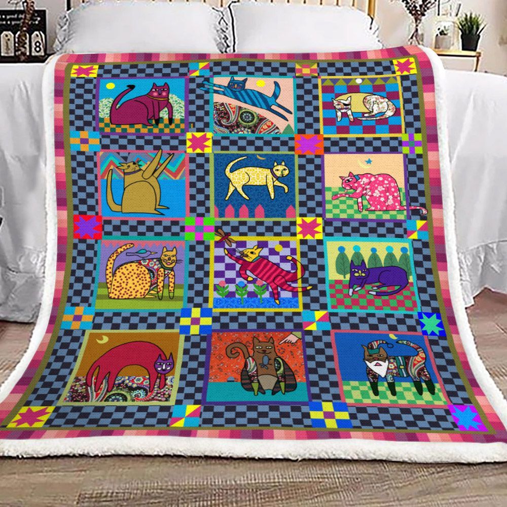 Cat Sherpa Fleece Blanket