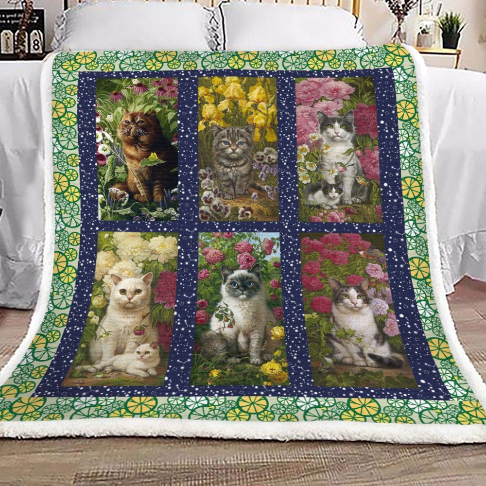 Cat Sherpa Fleece Blanket