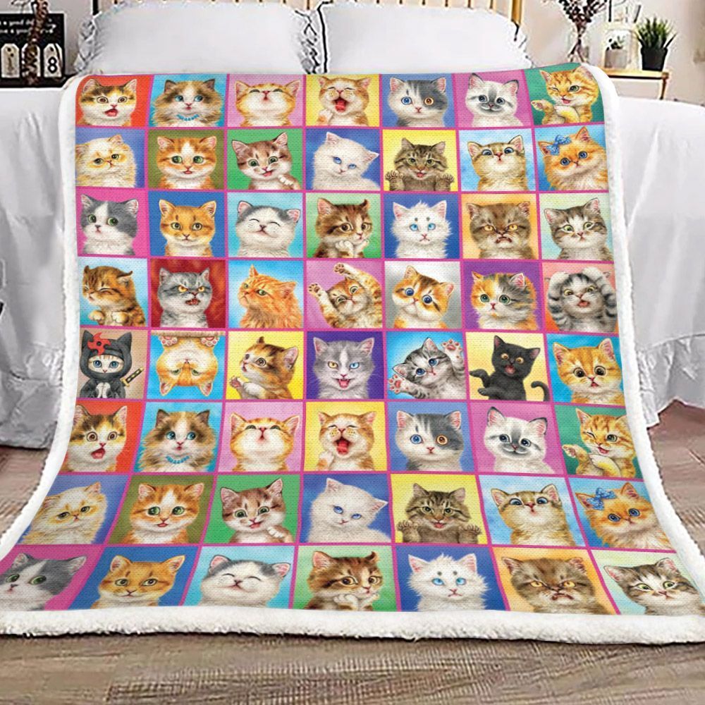 Cat Sherpa Fleece Blanket