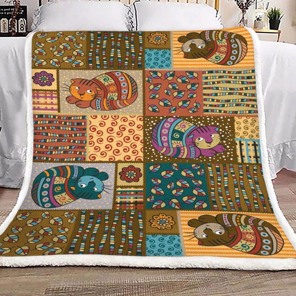 Cat Sherpa Fleece Blanket