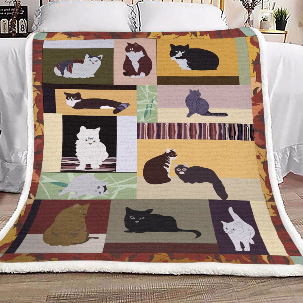 Cat Sherpa Fleece Blanket