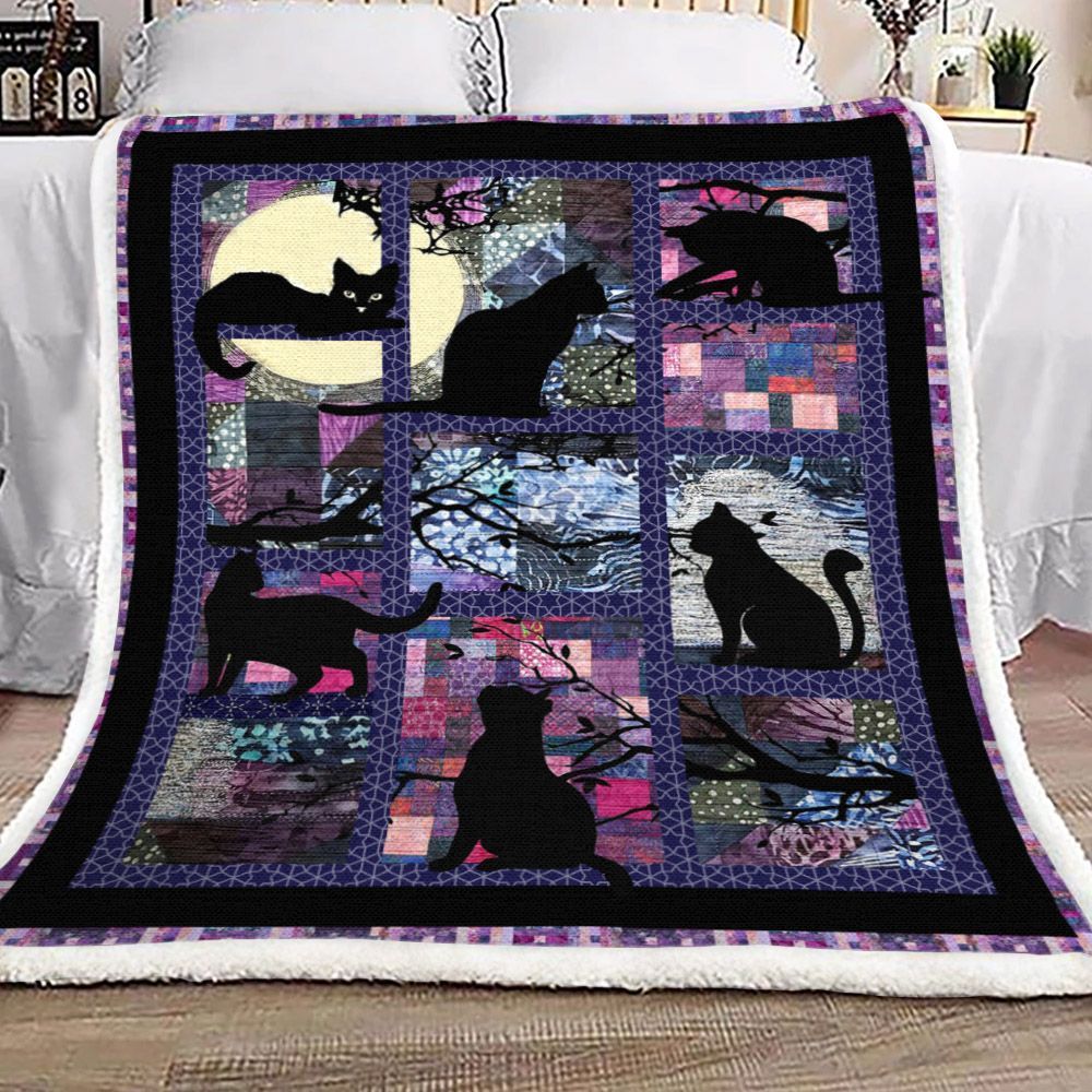 Cat Sherpa Fleece Blanket