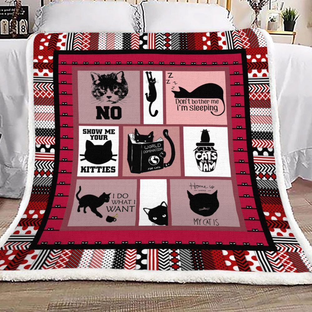 Cat Sherpa Fleece Blanket