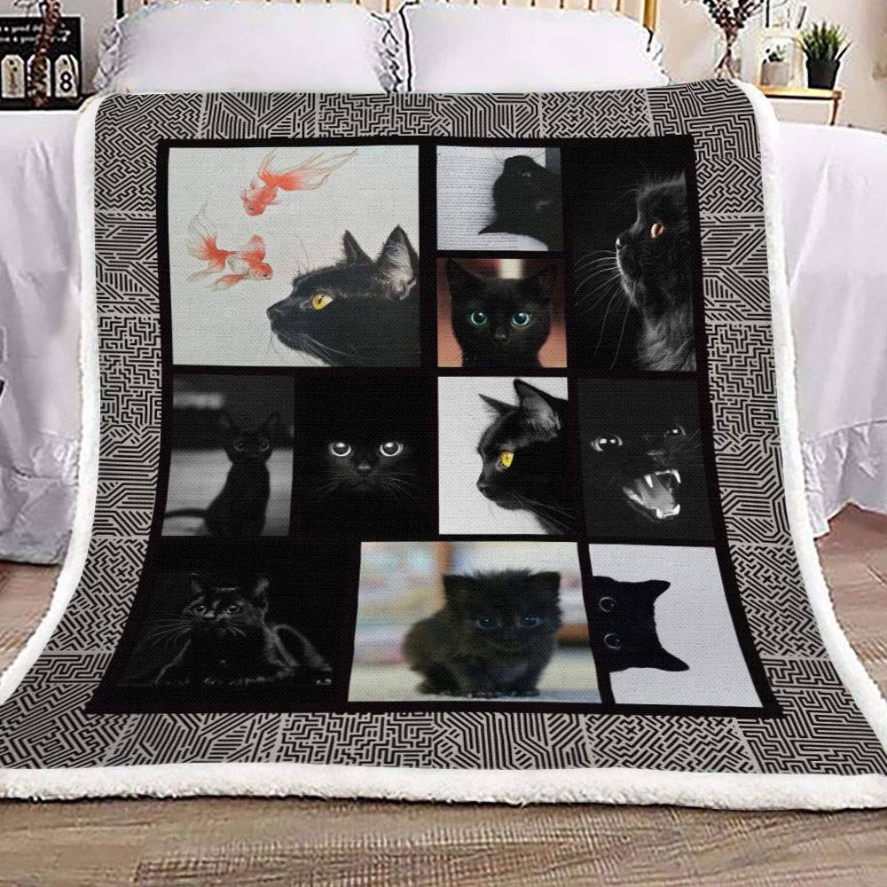 Cat Sherpa Fleece Blanket