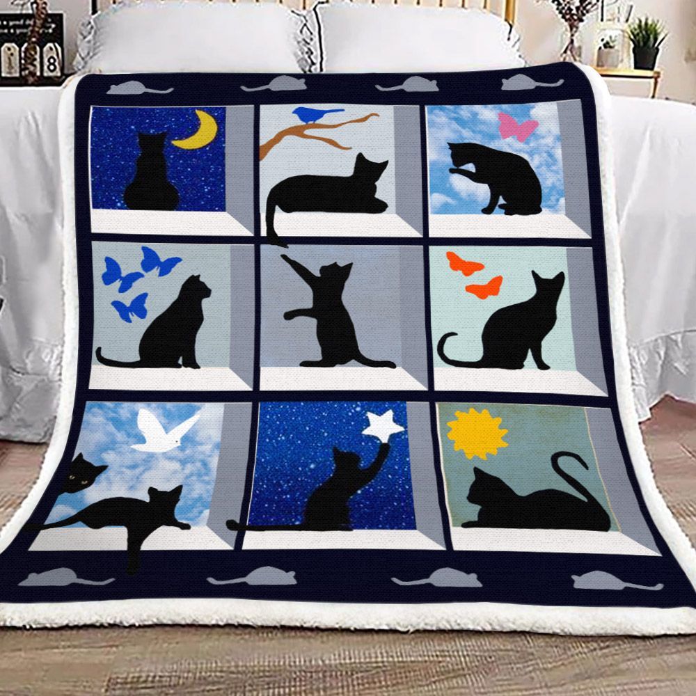 Cat Sherpa Fleece Blanket