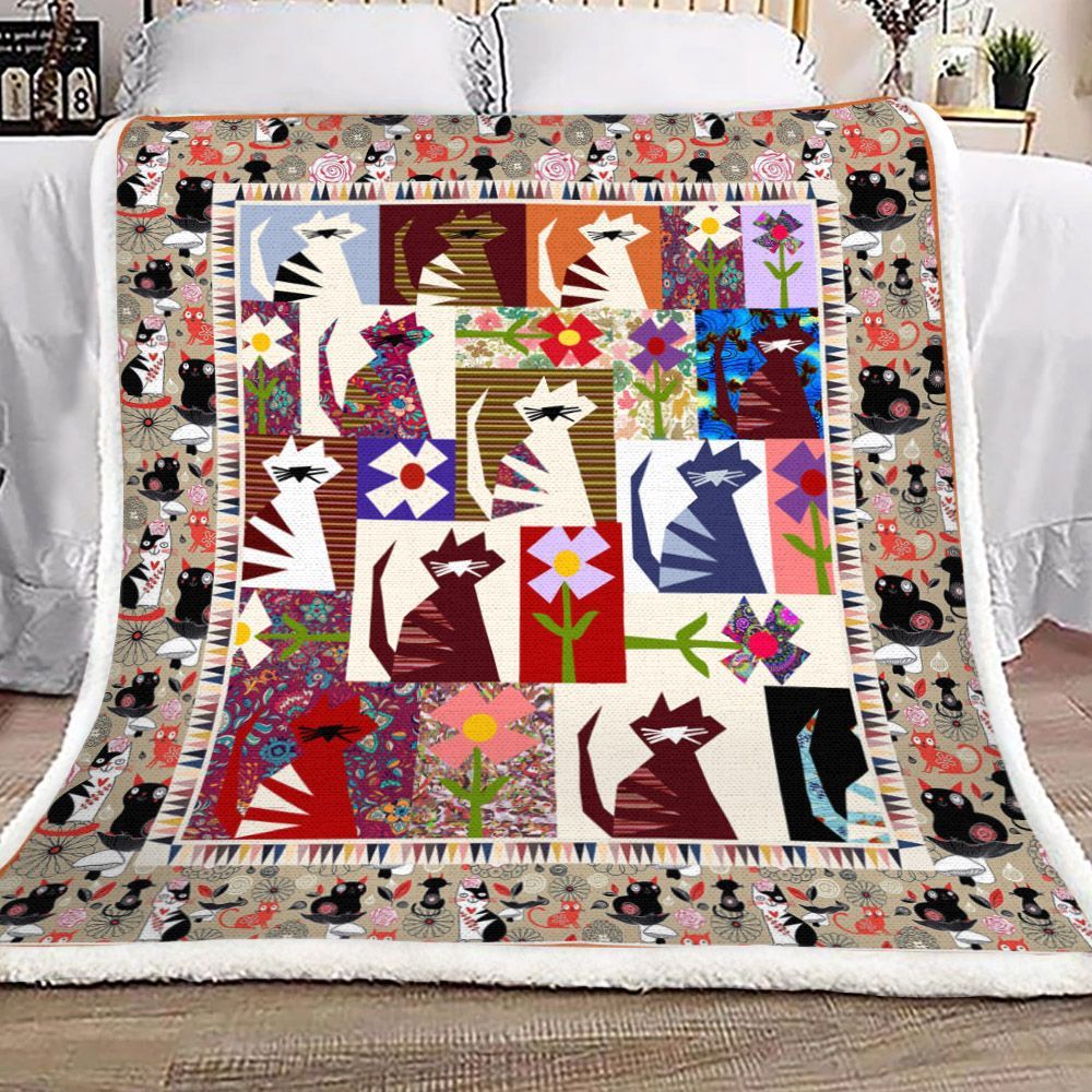 Cat Sherpa Fleece Blanket