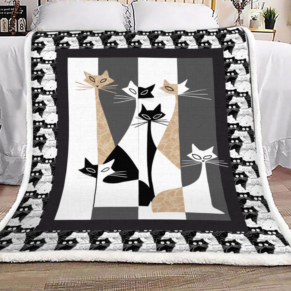Cat Sherpa Fleece Blanket