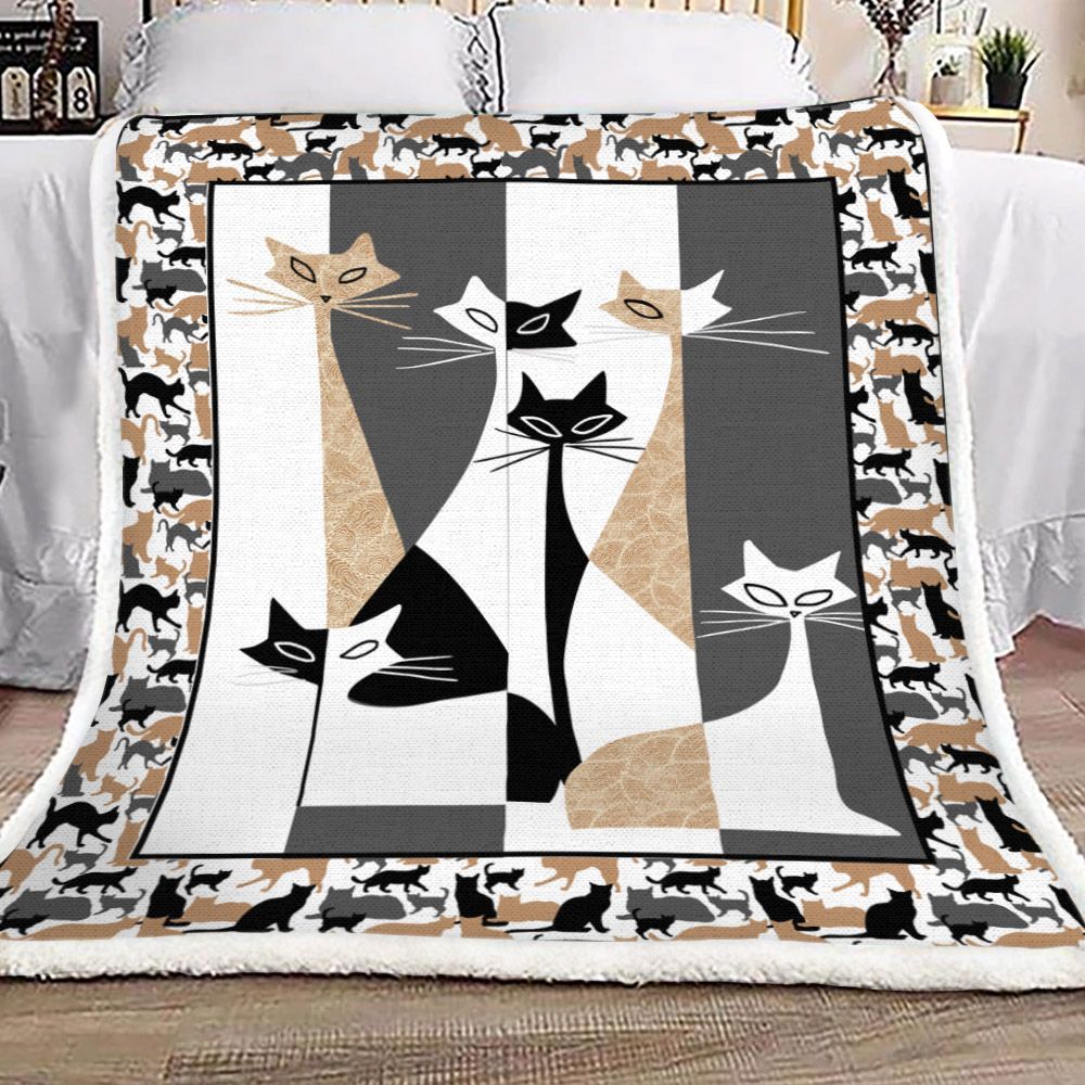 Cat Sherpa Fleece Blanket
