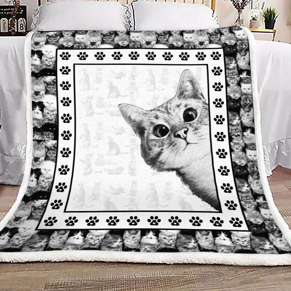 Cat Sherpa Fleece Blanket