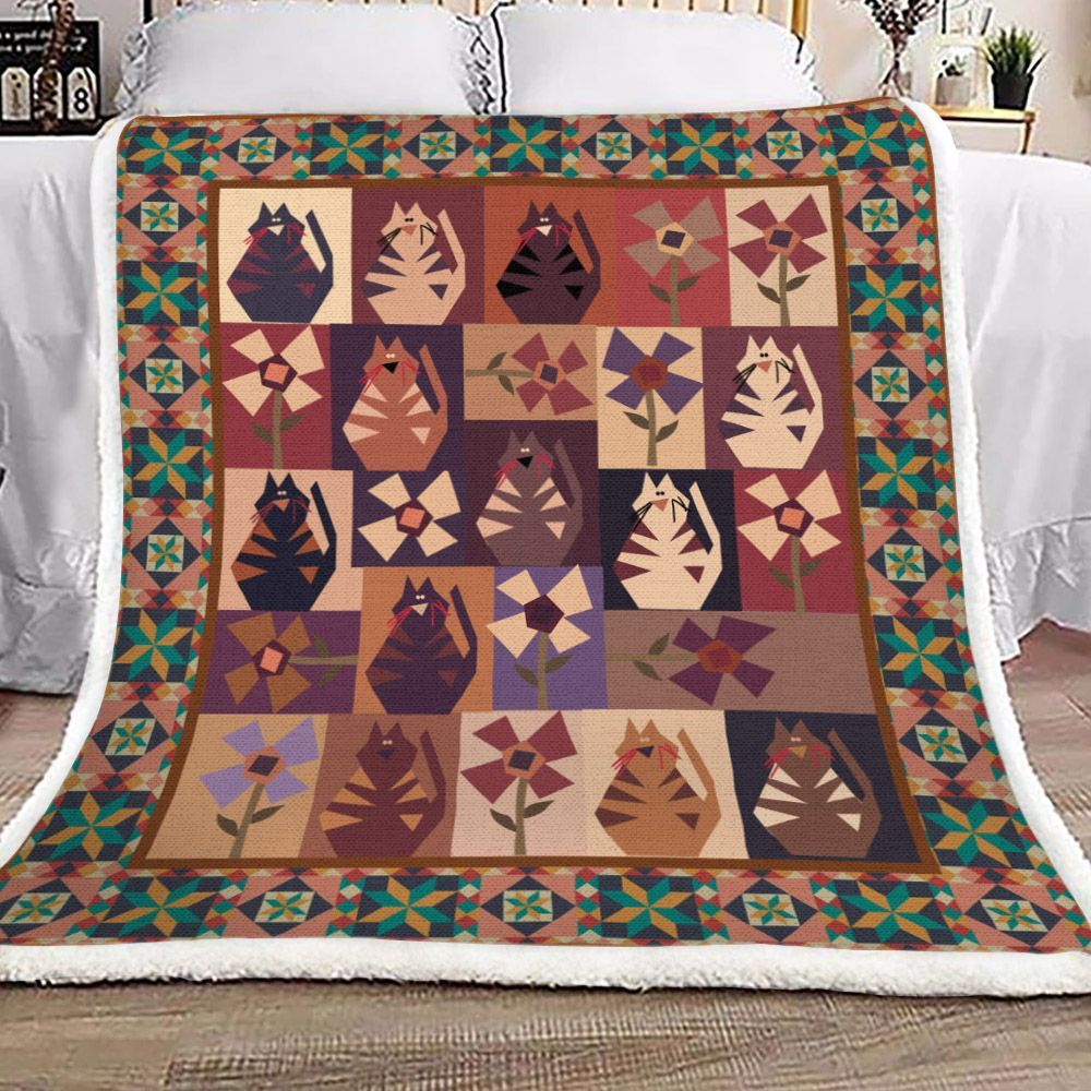 Cat Sherpa Fleece Blanket