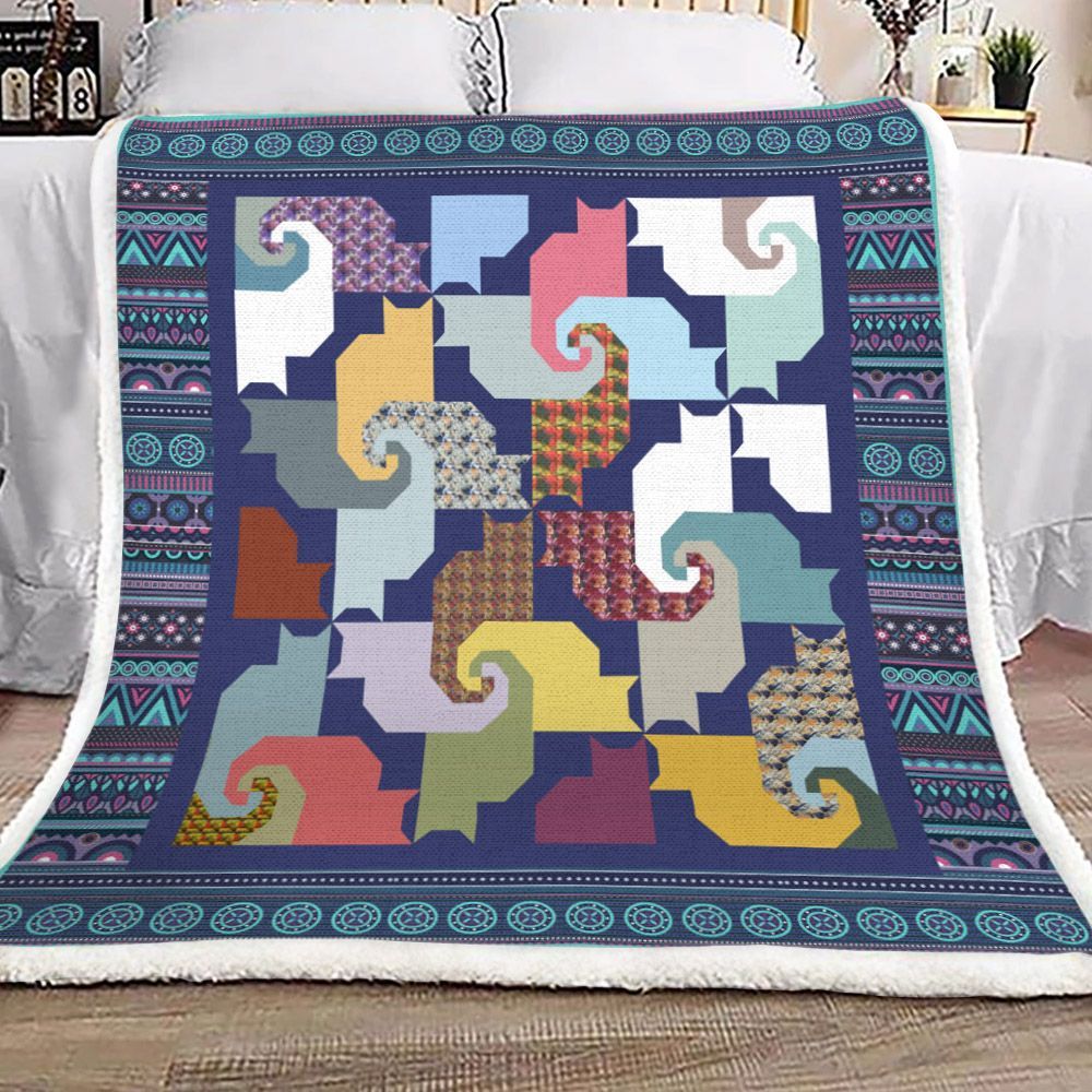 Cat Sherpa Fleece Blanket
