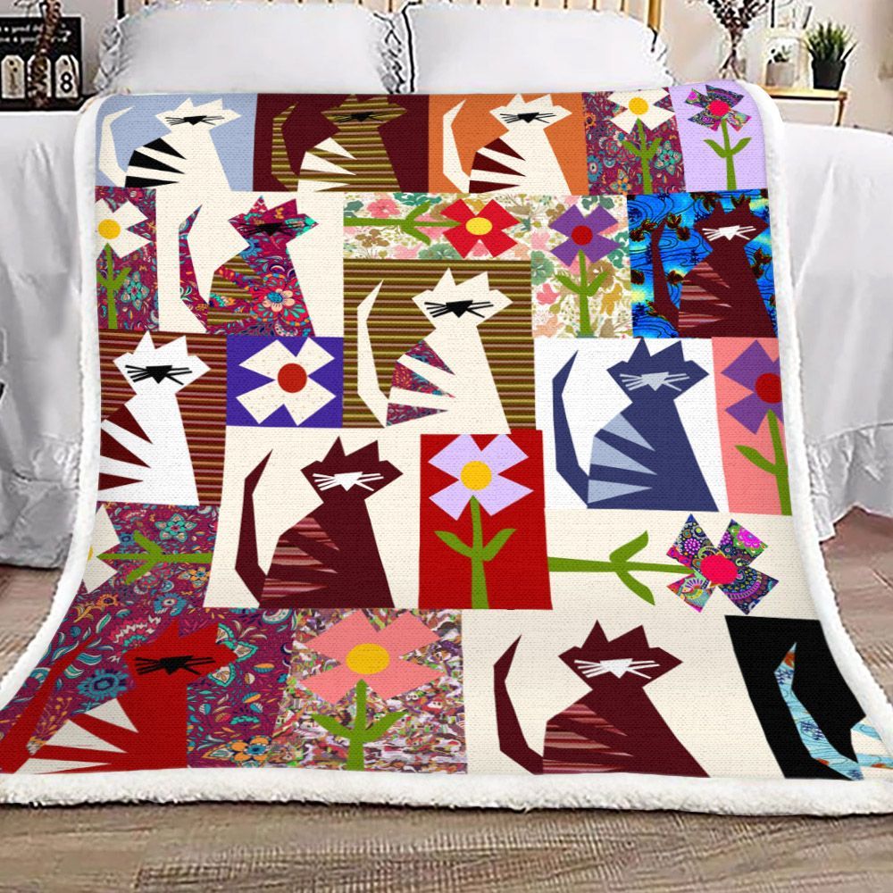Cat Sherpa Fleece Blanket