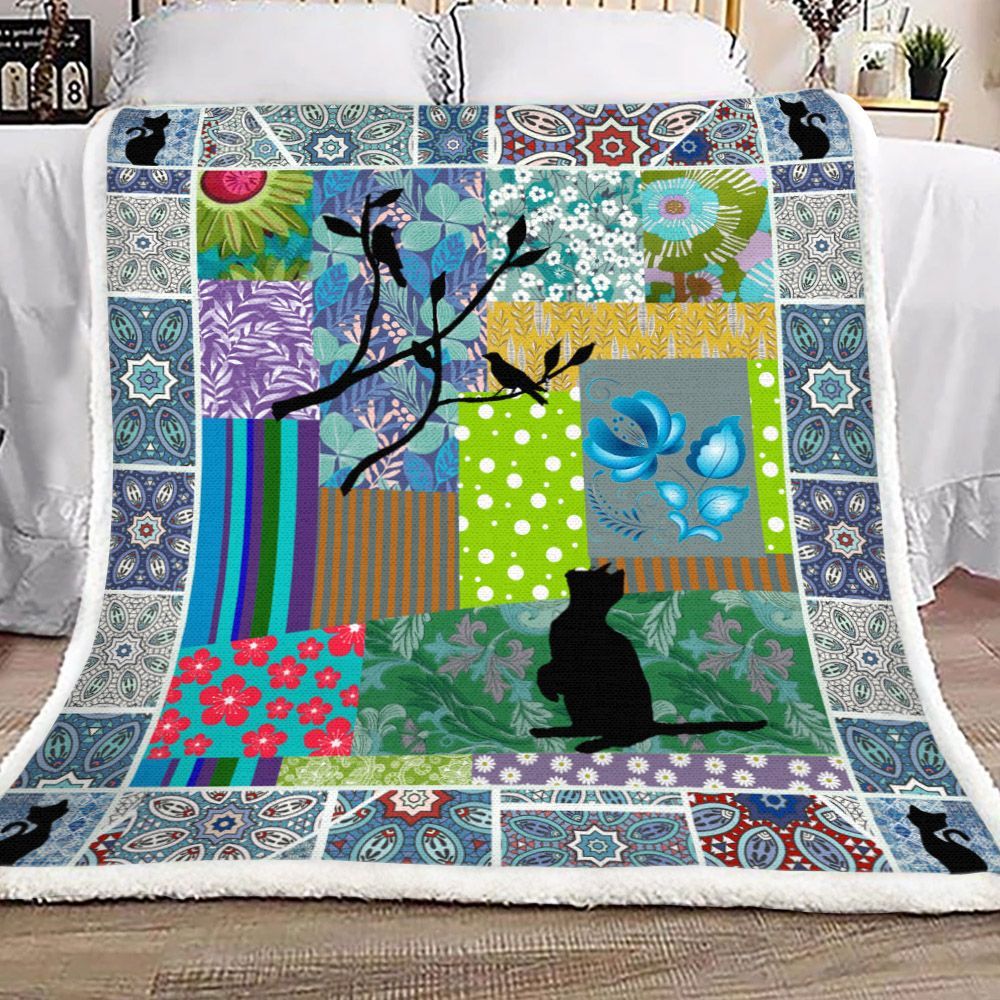 Cat Sherpa Fleece Blanket