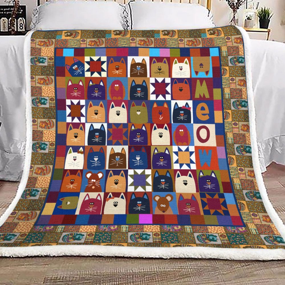 Cat Sherpa Fleece Blanket