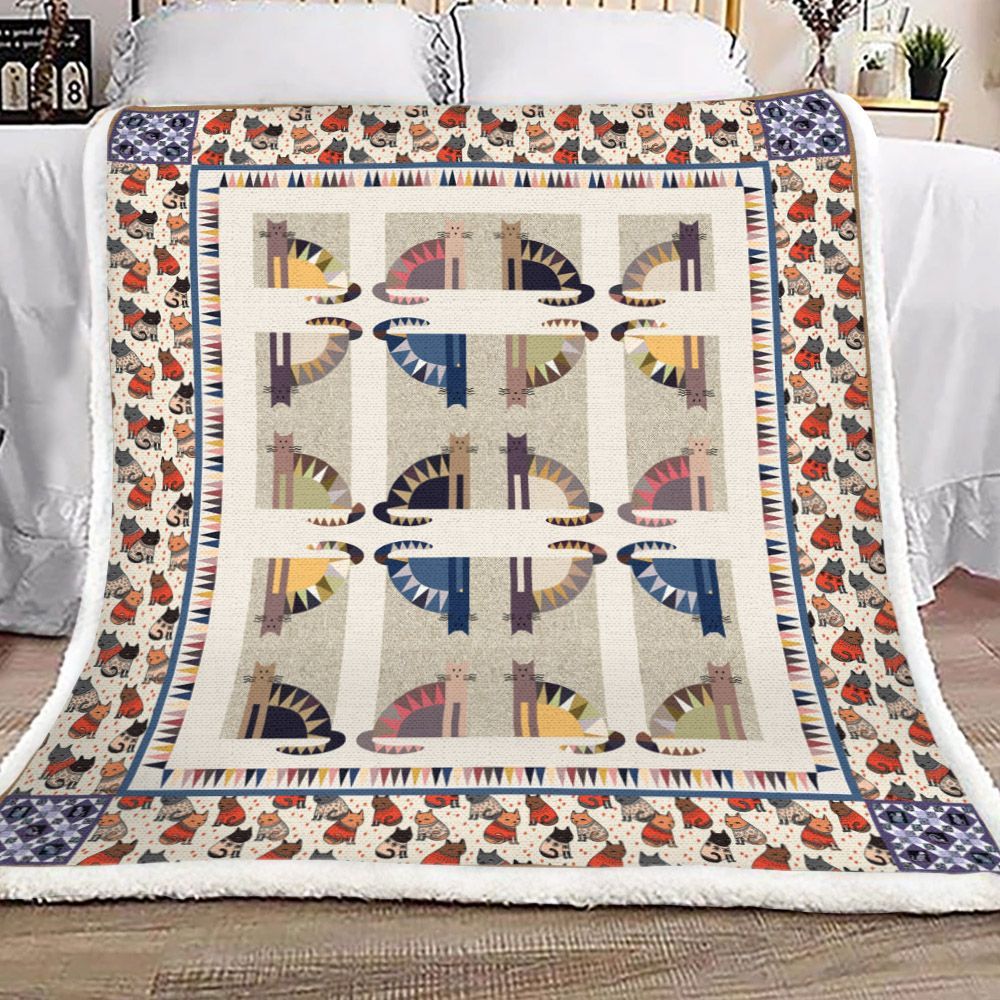 Cat Sherpa Fleece Blanket