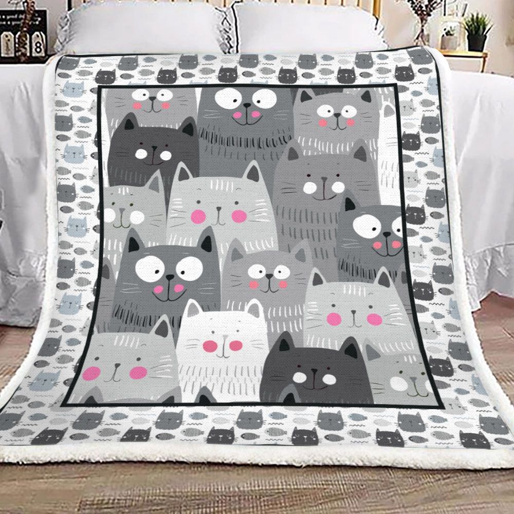 Cat Sherpa Fleece Blanket