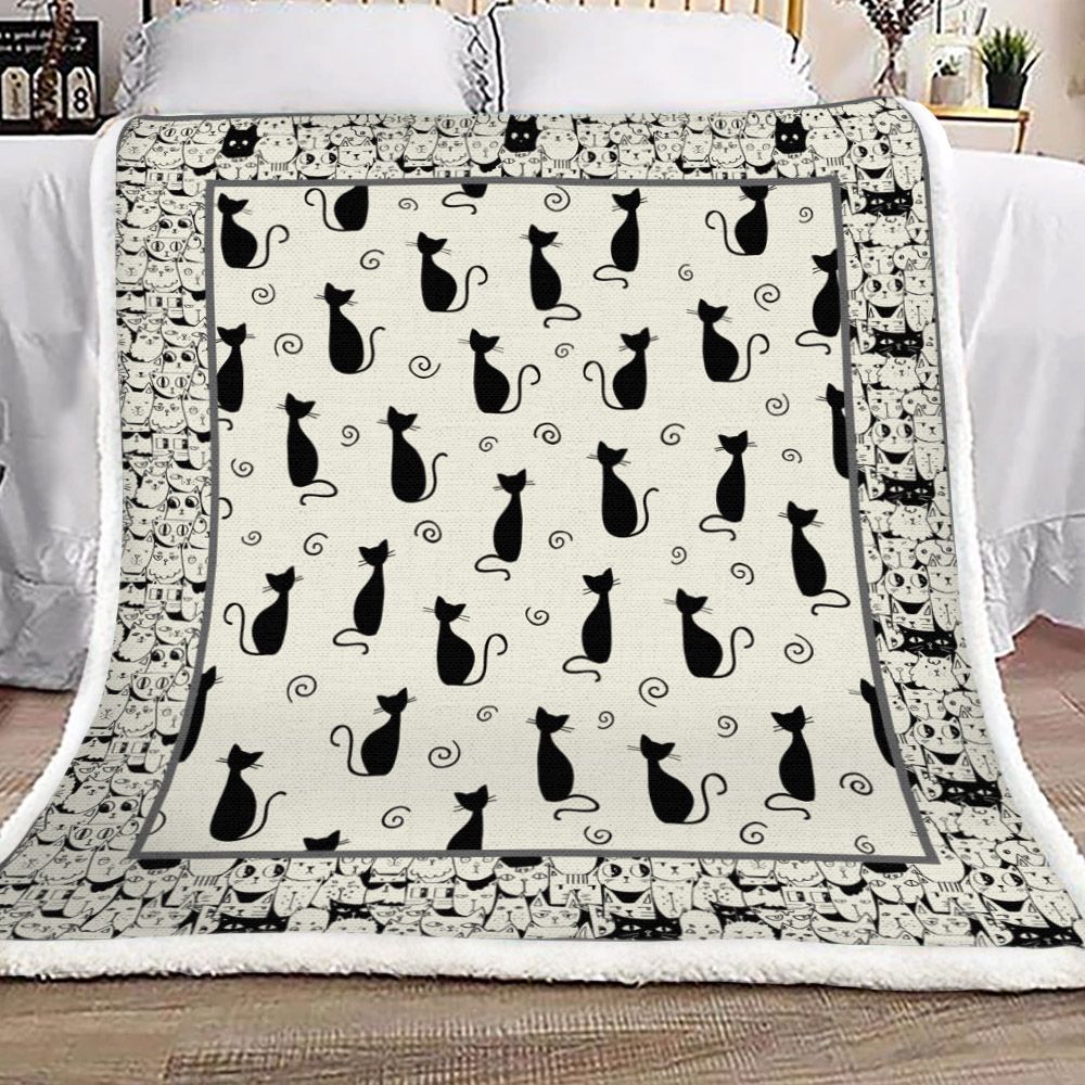 Cat Sherpa Fleece Blanket
