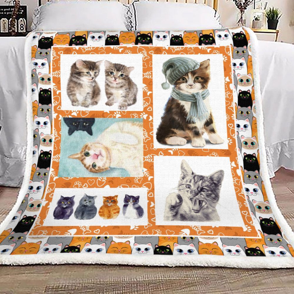 Cat Sherpa Fleece Blanket