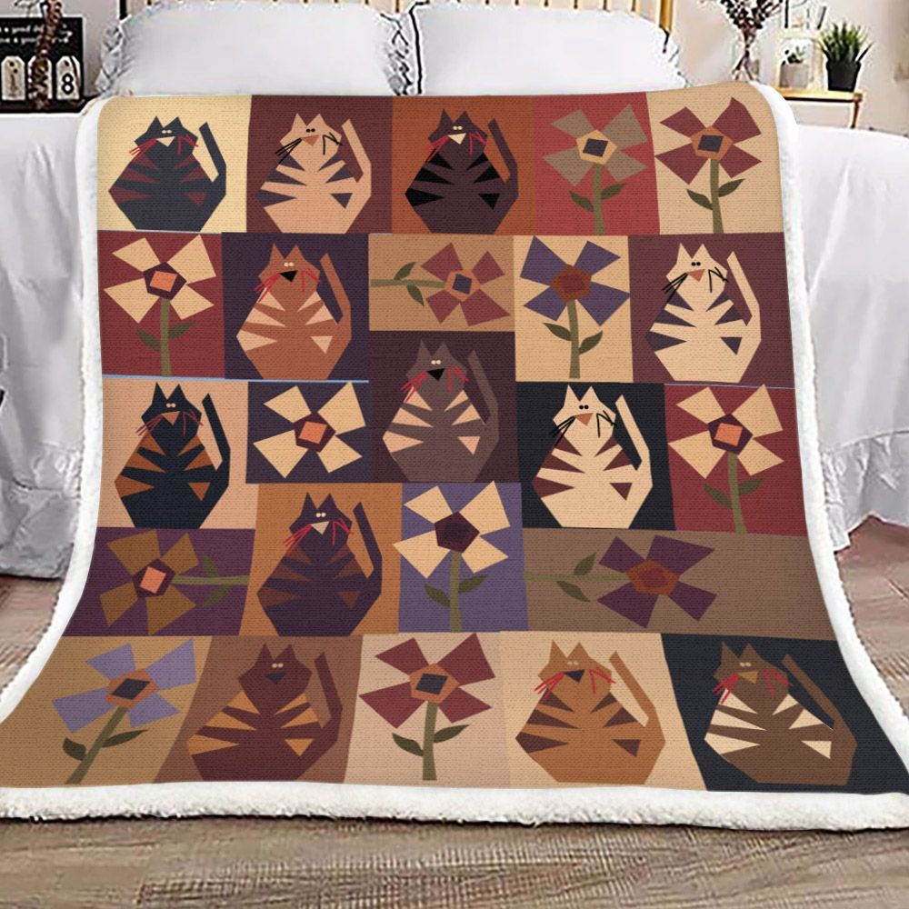 Cat Sherpa Fleece Blanket