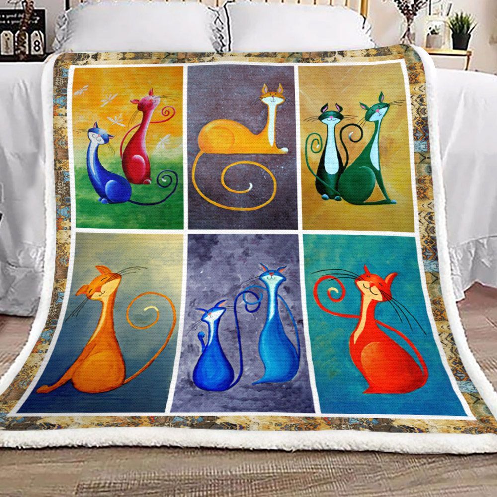 Cat Sherpa Fleece Blanket
