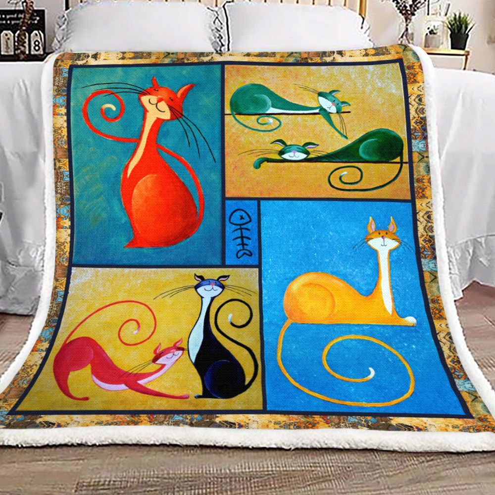 Cat Sherpa Fleece Blanket