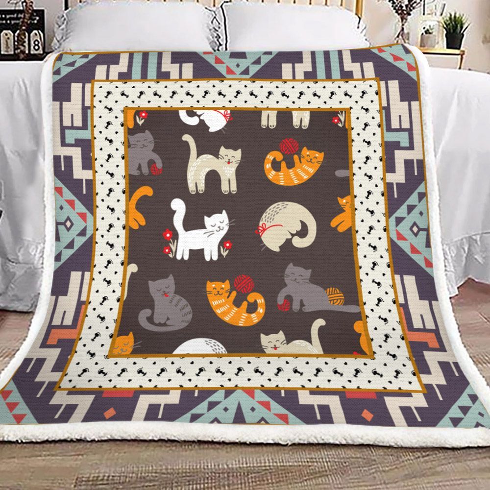 Cat Sherpa Fleece Blanket