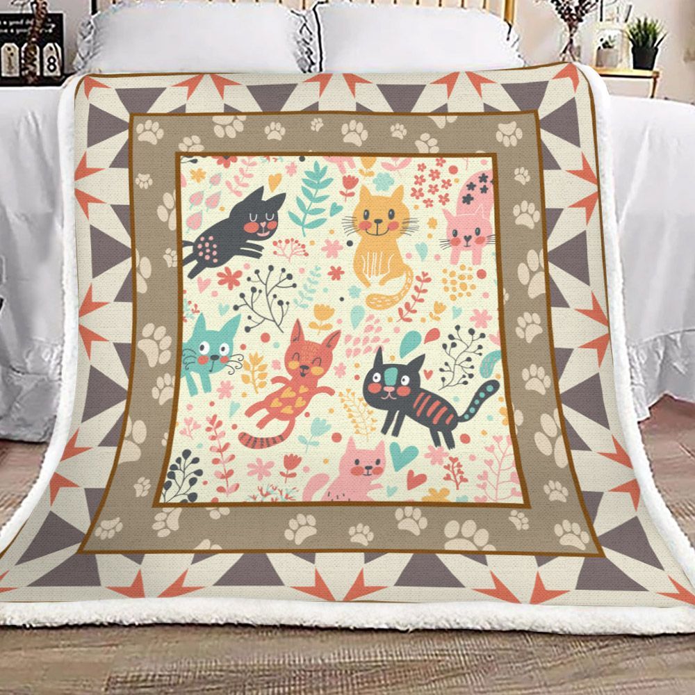 Cat Sherpa Fleece Blanket