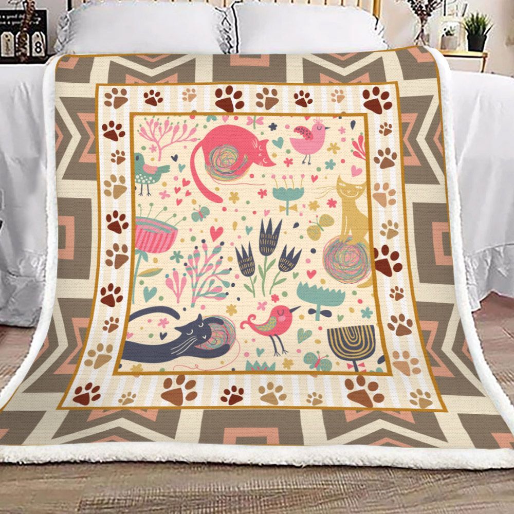 Cat Sherpa Fleece Blanket