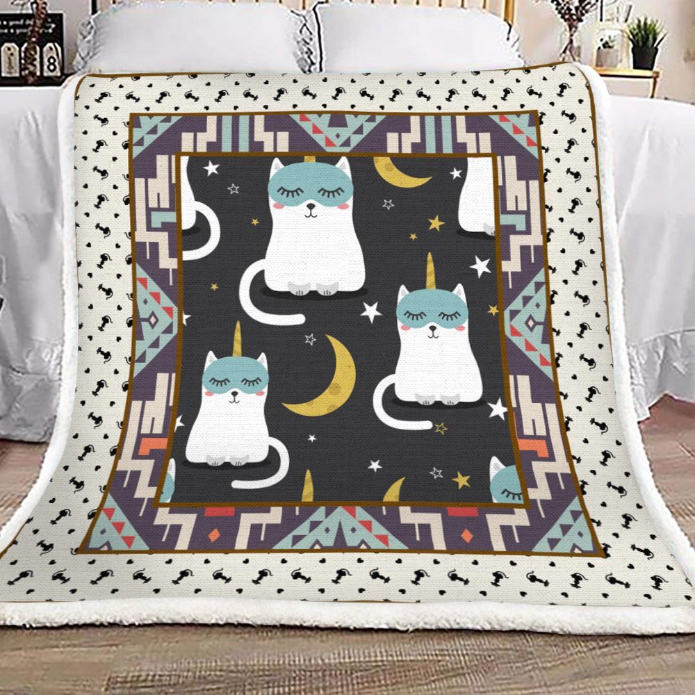 Cat Sherpa Fleece Blanket