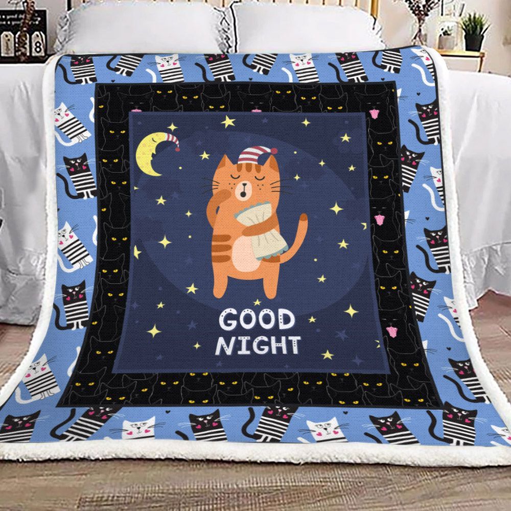 Cat Sherpa Fleece Blanket