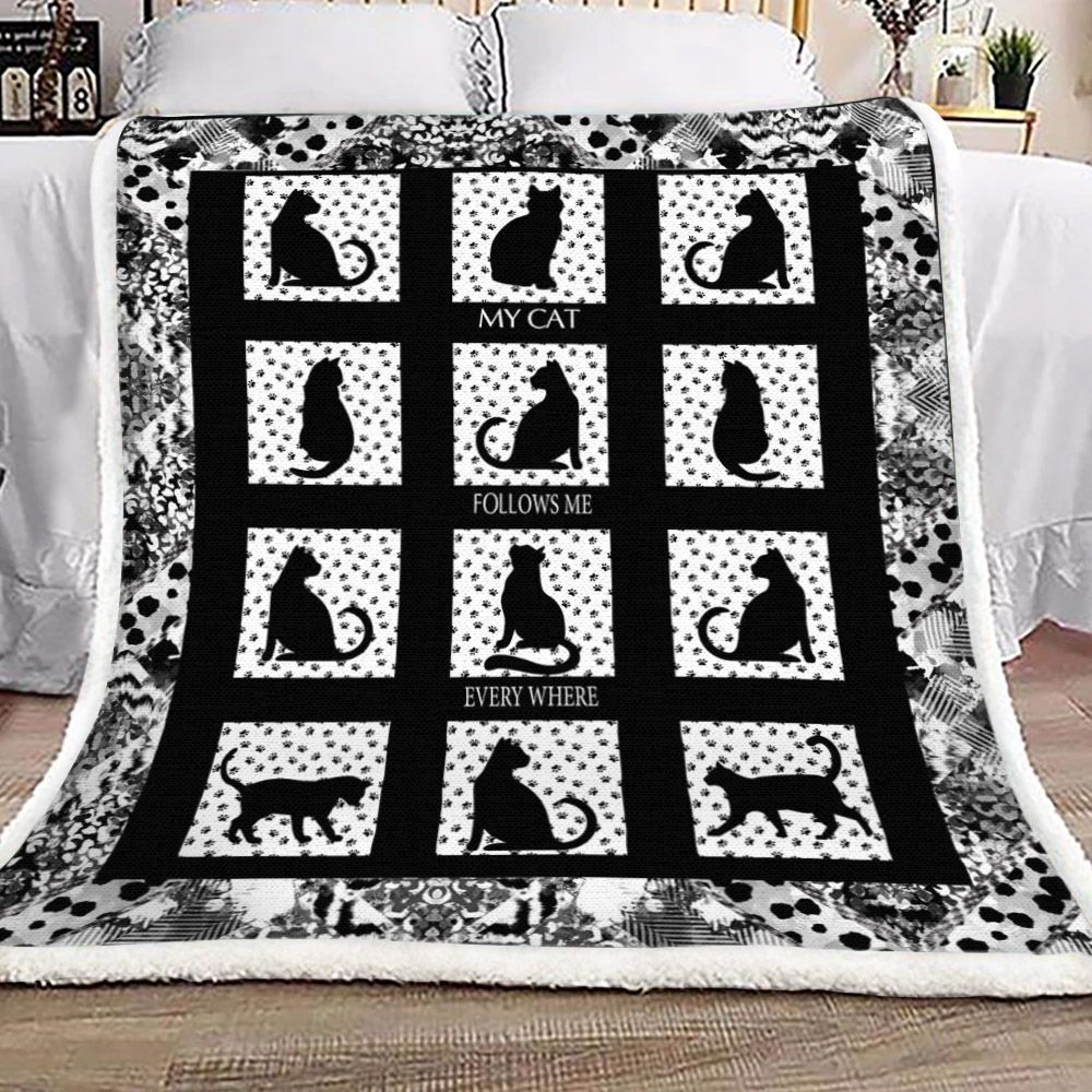 Cat Sherpa Fleece Blanket
