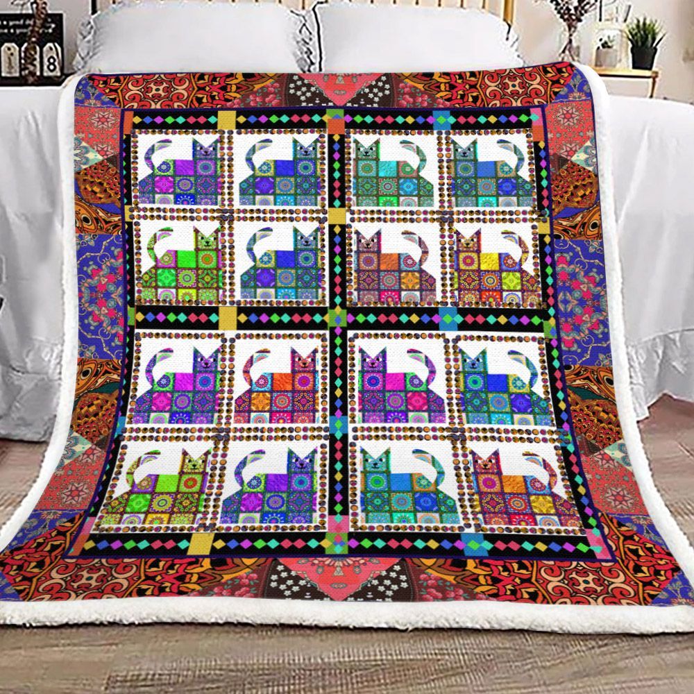 Cat Sherpa Fleece Blanket