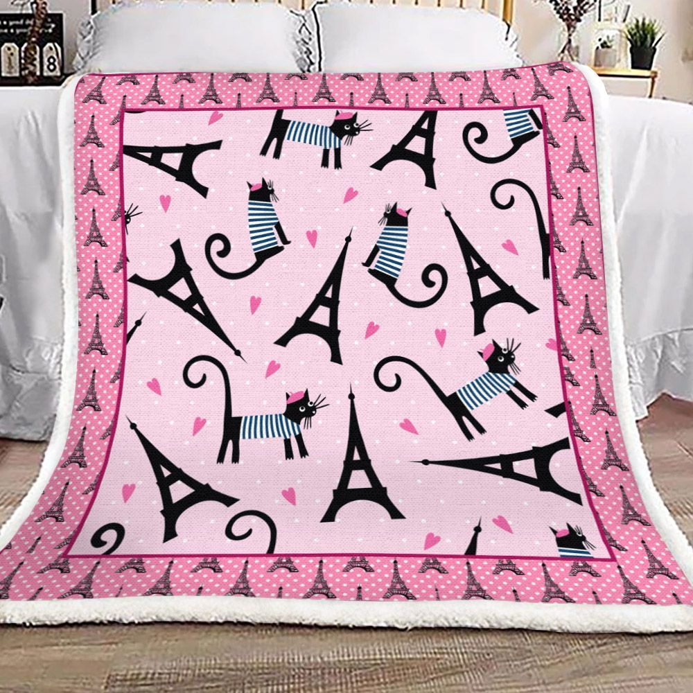Cat Sherpa Fleece Blanket