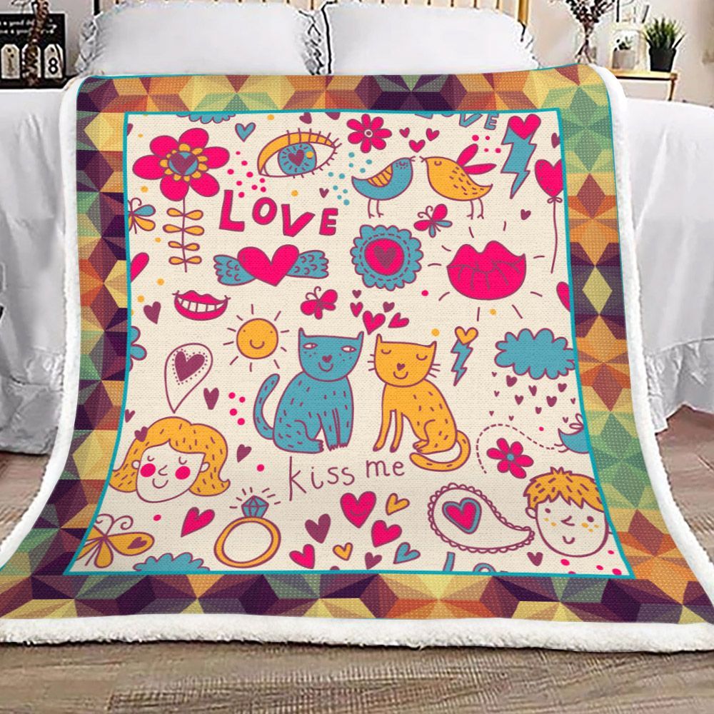 Cat Sherpa Fleece Blanket