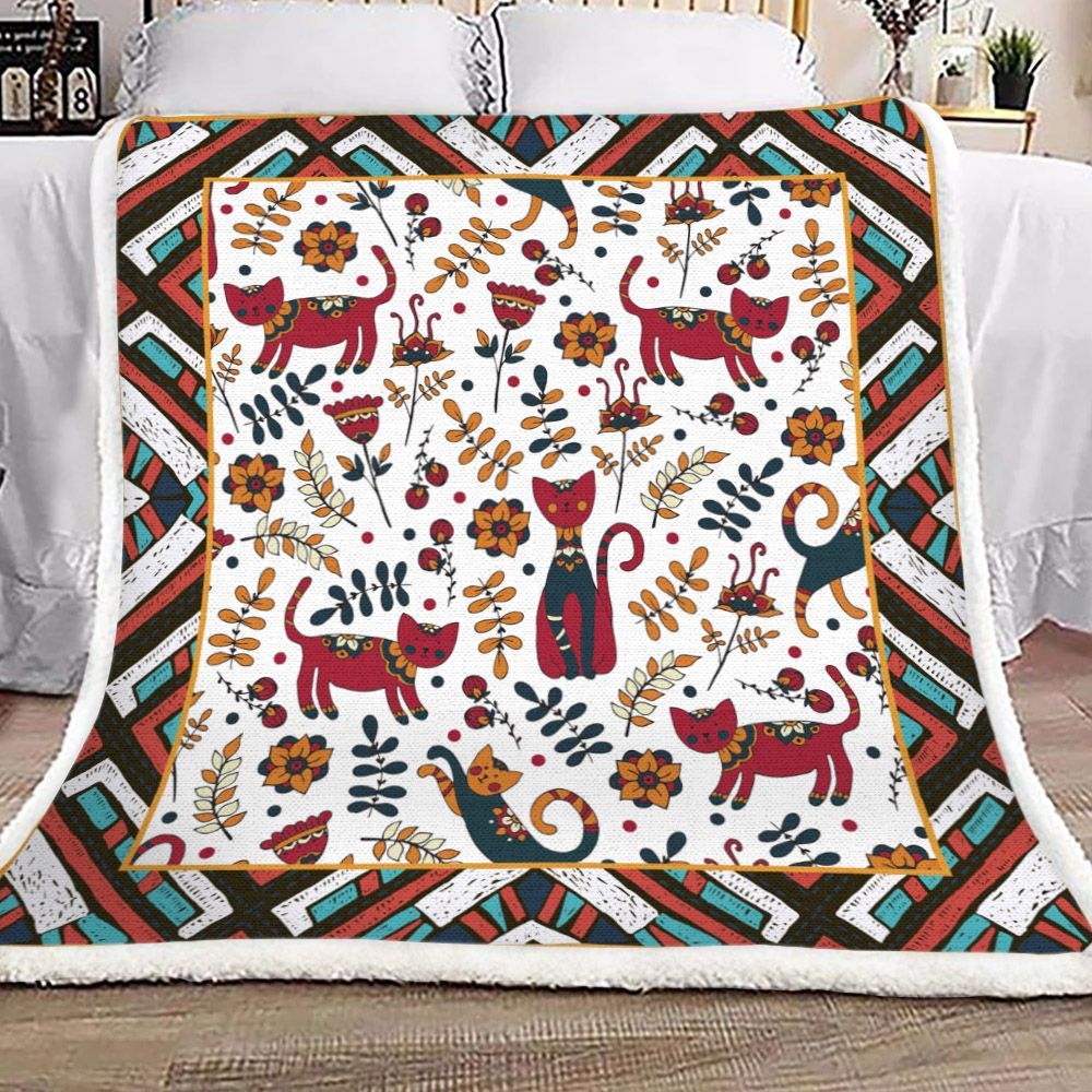 Cat Sherpa Fleece Blanket