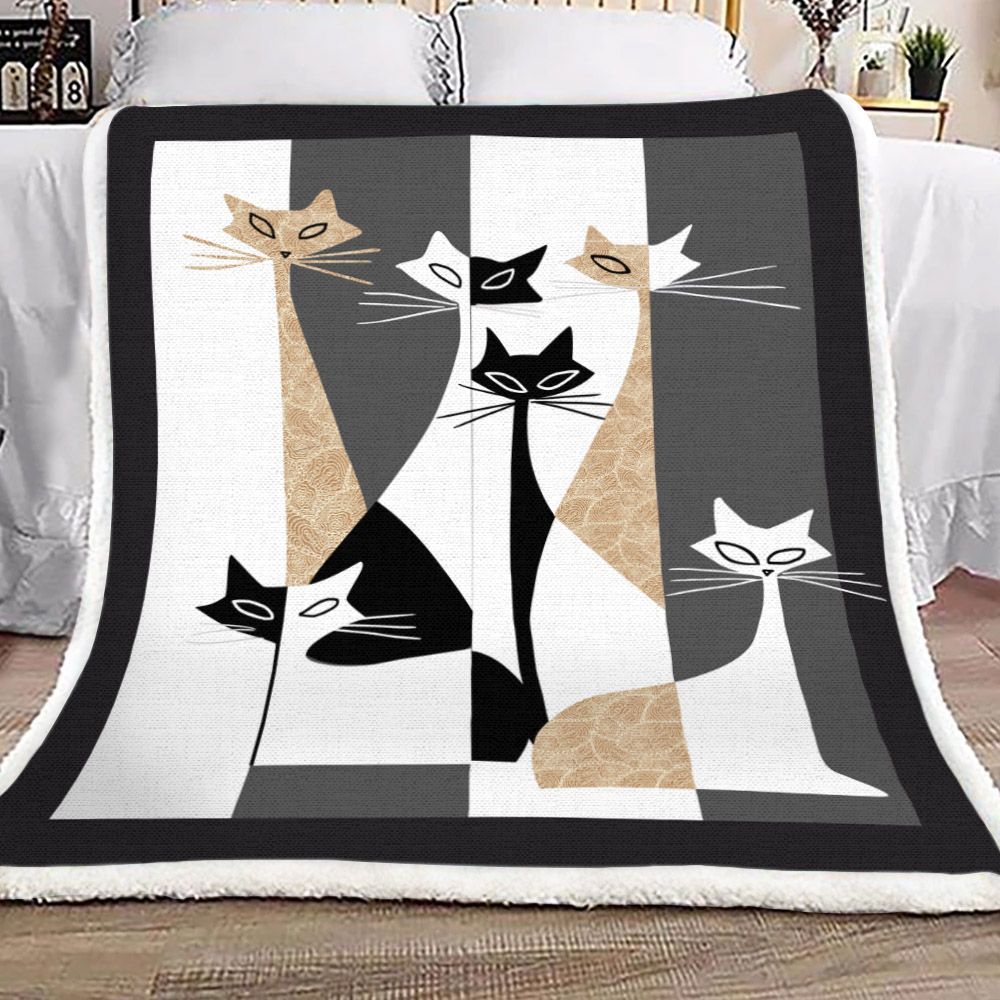 Cat Sherpa Fleece Blanket