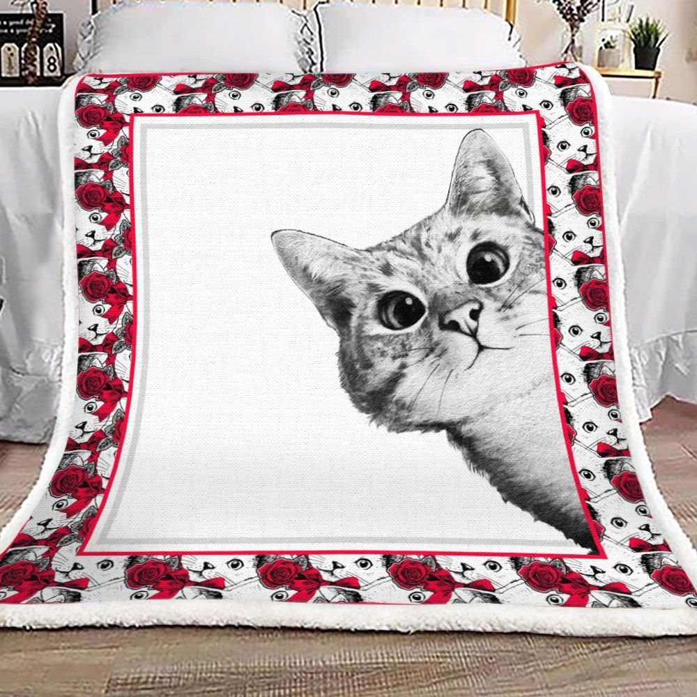 Cat Sherpa Fleece Blanket