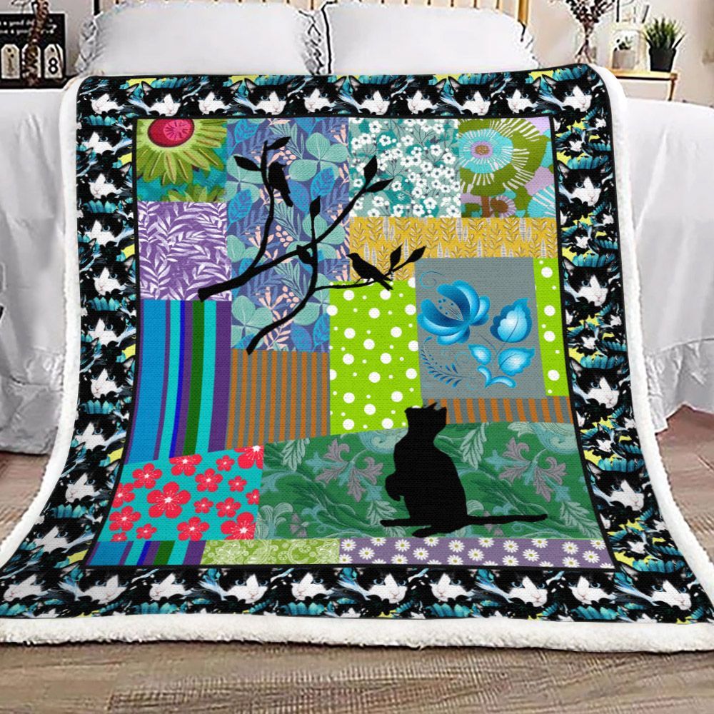 Cat Sherpa Fleece Blanket