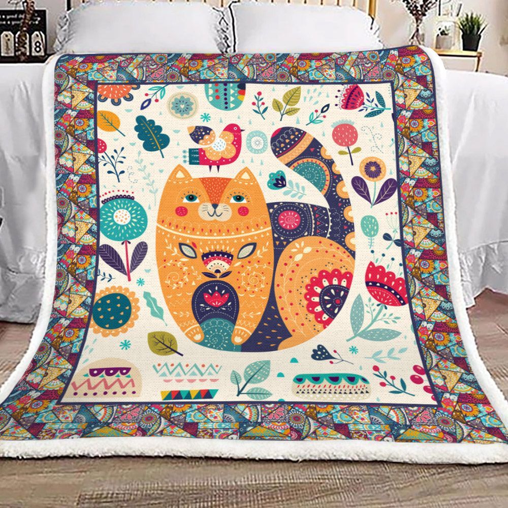 Cat Sherpa Fleece Blanket