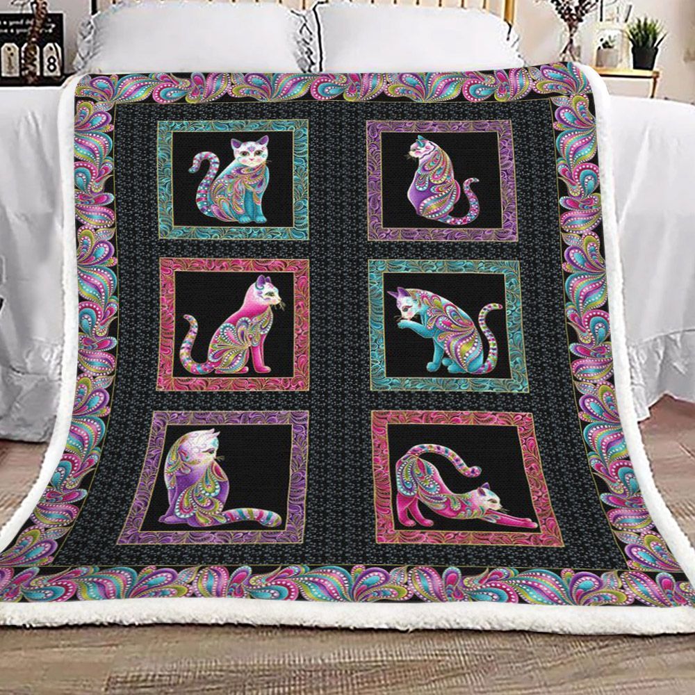 Cat Sherpa Fleece Blanket