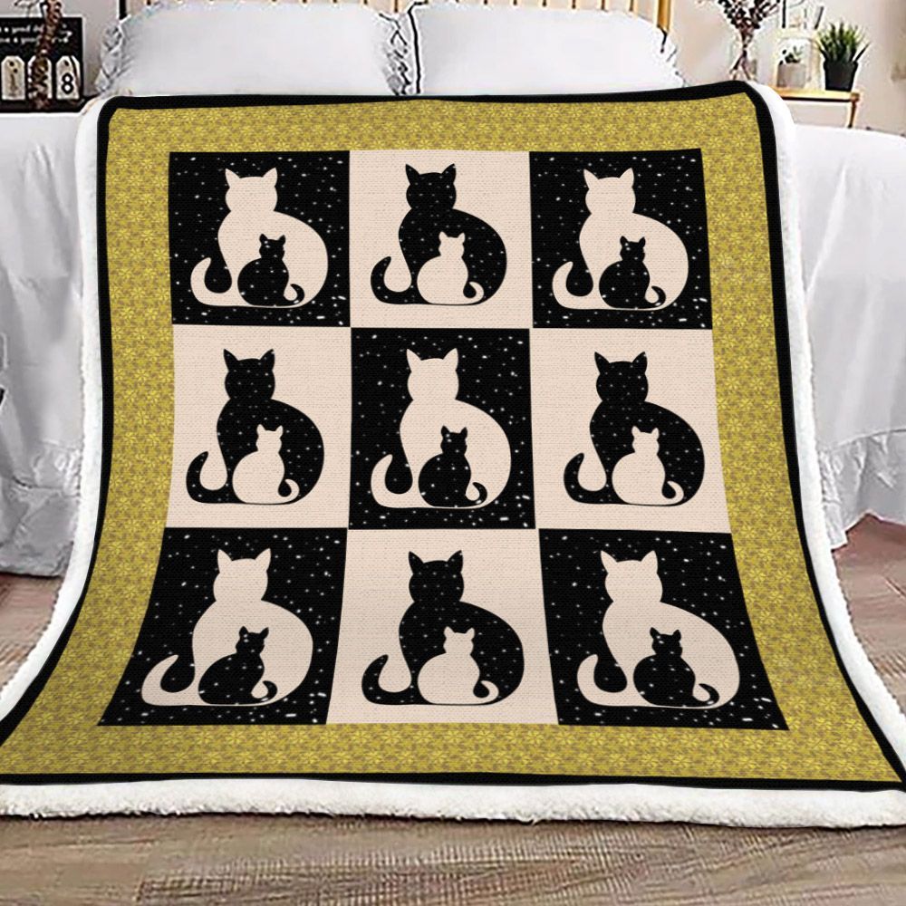 Cat Sherpa Fleece Blanket