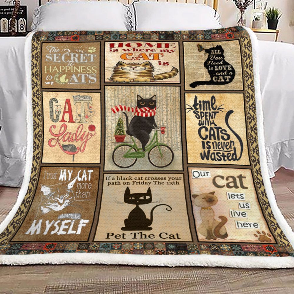 Cat Sherpa Fleece Blanket