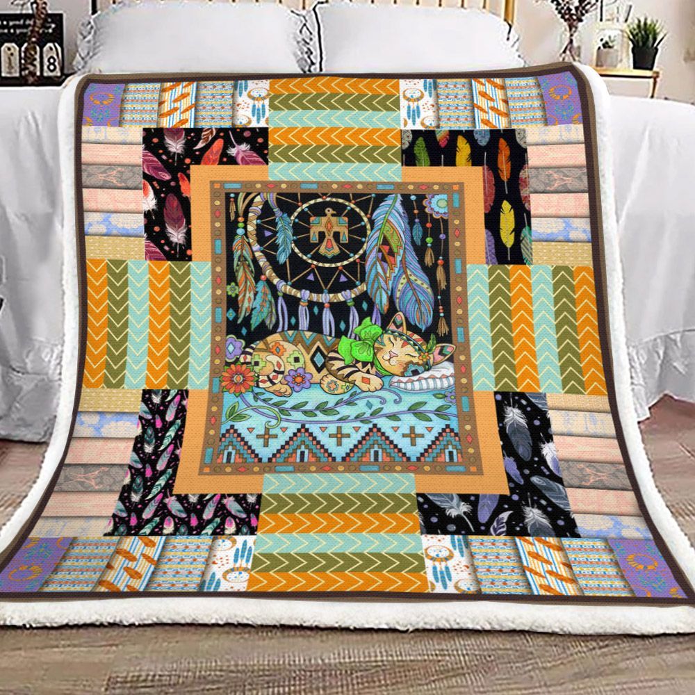 Cat Sherpa Fleece Blanket