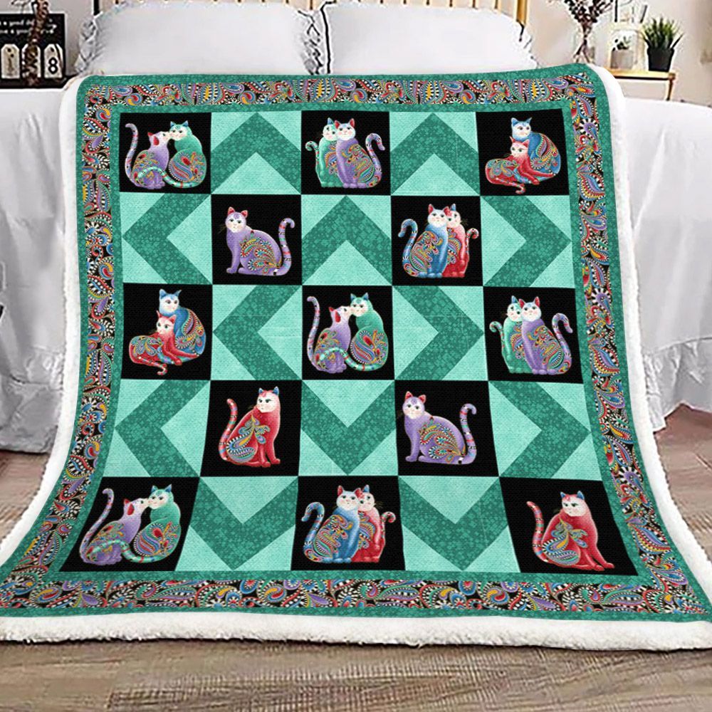 Cat Sherpa Fleece Blanket